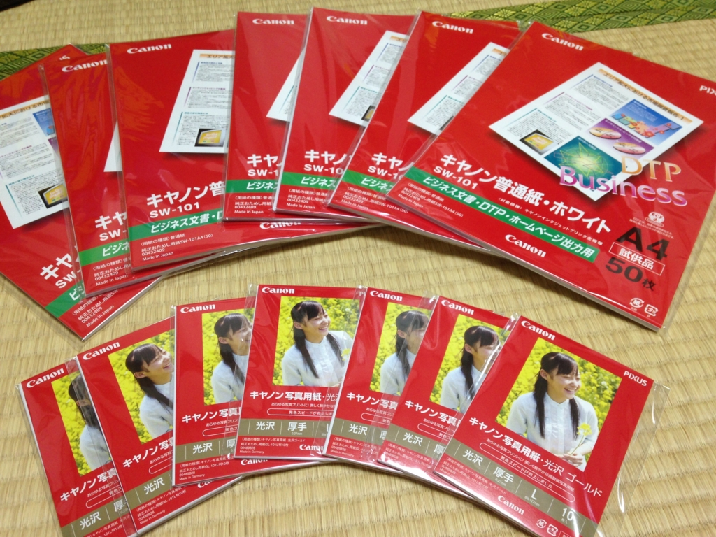 A4普通紙350枚とL判光沢写真用紙70枚